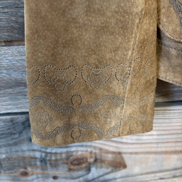 NWT Christopher & Banks Brown Machine Washable Suede Embroidered Jacket - Size M - Picture 4 of 9